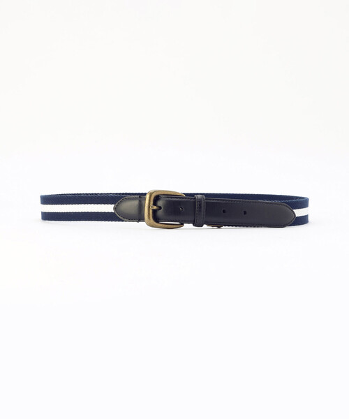 COMME CA ISM(コムサイズム)の「アイビーテープベルト(ベルト・メンズ・ネイビー系/ネイビー×ホワイト/ブラック×グレー・FREE)」の4枚目の写真