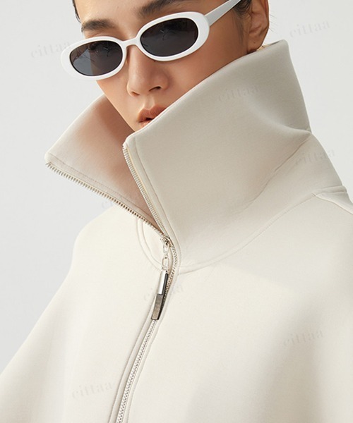 Dalfwin（ダールフィン）の「韓国ファッション ハーフジップスウェットハイネックミニワンピース（ワンピース・レディース・ライトベージュ/ベージュ系その他・FREE）」の12枚目の写真