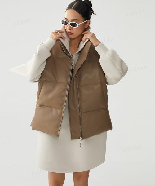 Dalfwin（ダールフィン）の「韓国ファッション ハーフジップスウェットハイネックミニワンピース（ワンピース・レディース・ライトベージュ/ベージュ系その他・FREE）」の14枚目の写真