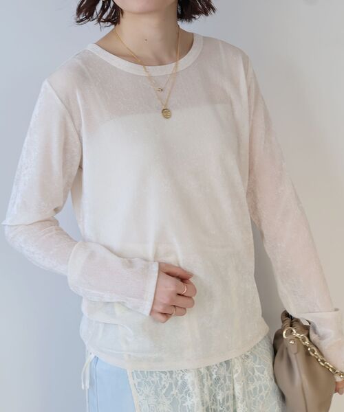 le.coeur blanc（ルクールブラン）の「メッシュベロアカットソー（Tシャツ/カットソー・レディース・ライトグレー・38）」の3枚目の写真