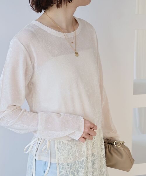 le.coeur blanc（ルクールブラン）の「メッシュベロアカットソー（Tシャツ/カットソー・レディース・ライトグレー・38）」の4枚目の写真