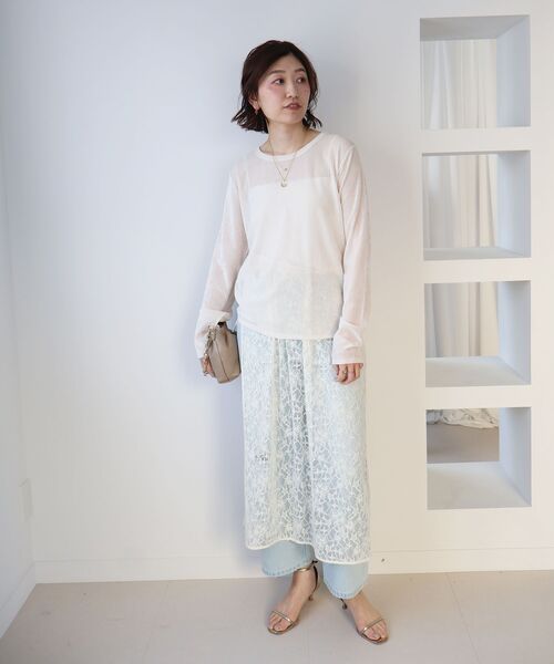 le.coeur blanc（ルクールブラン）の「メッシュベロアカットソー（Tシャツ/カットソー・レディース・ライトグレー・38）」の5枚目の写真