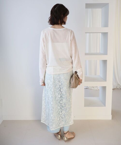 le.coeur blanc（ルクールブラン）の「メッシュベロアカットソー（Tシャツ/カットソー・レディース・ライトグレー・38）」の6枚目の写真