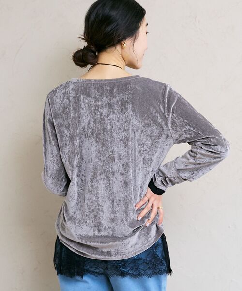 le.coeur blanc（ルクールブラン）の「メッシュベロアカットソー（Tシャツ/カットソー・レディース・ライトグレー・38）」の11枚目の写真