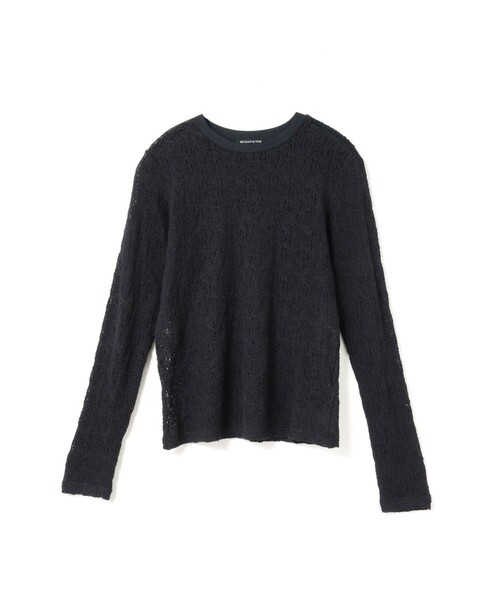 mizuiroind(ミズイロインド)の「mizuiro ind レースクルーネックTシャツ(Tシャツ/カットソー・レディース・アイボリー/ネイビー/オフホワイト/ブラック・FREE)」の6枚目の写真