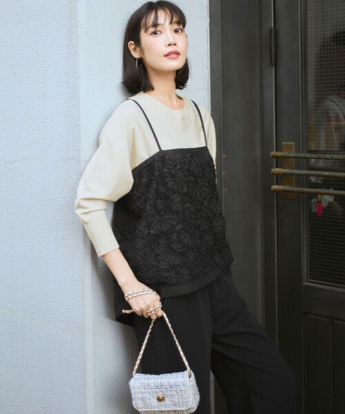 23区(ニジュウサンク)の「ストレッチダブルクロス ワイドパンツ(その他パンツ・レディース・ブラック系/ベージュ系・36/40/38)」の5枚目の写真