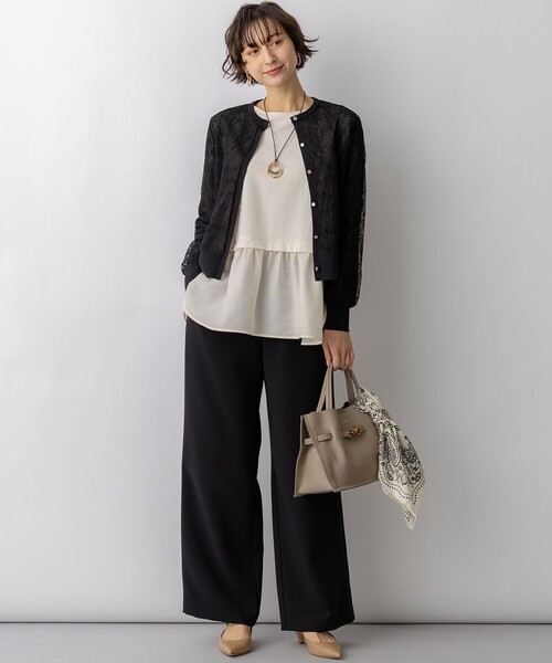 23区(ニジュウサンク)の「ストレッチダブルクロス ワイドパンツ(その他パンツ・レディース・ブラック系/ベージュ系・36/40/38)」の8枚目の写真