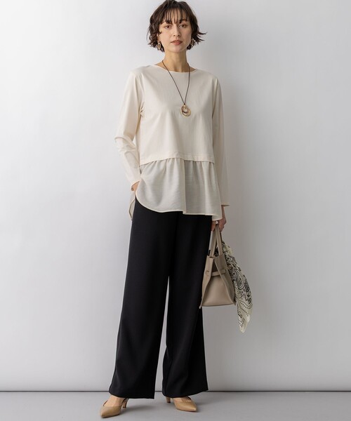23区(ニジュウサンク)の「ストレッチダブルクロス ワイドパンツ(その他パンツ・レディース・ブラック系/ベージュ系・36/40/38)」の9枚目の写真
