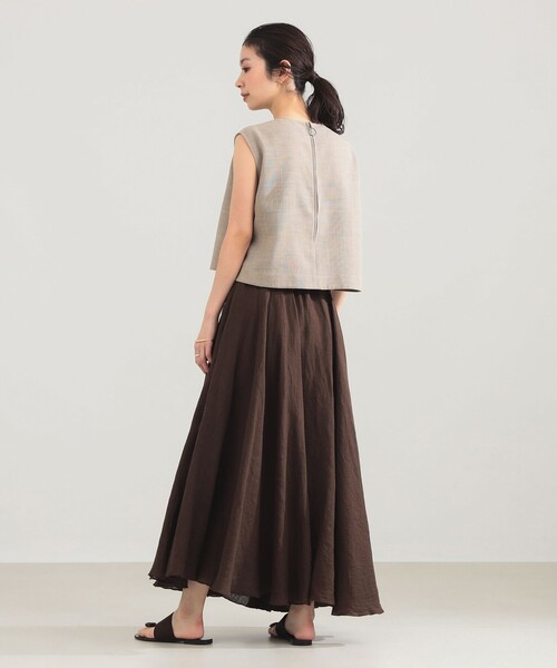 Demi-Luxe BEAMS（デミルクス ビームス）の「AK+1 / リネン マキシスカート（スカート・レディース・ダークブラウン・ONE SIZE）」の3枚目の写真