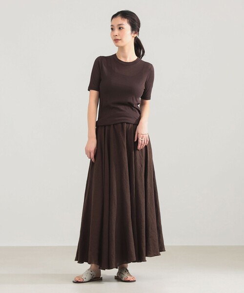 Demi-Luxe BEAMS（デミルクス ビームス）の「AK+1 / リネン マキシスカート（スカート・レディース・ダークブラウン・ONE SIZE）」の6枚目の写真