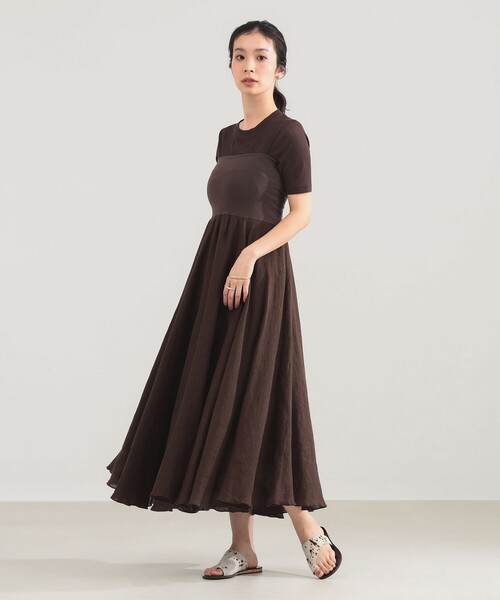 Demi-Luxe BEAMS（デミルクス ビームス）の「AK+1 / リネン マキシスカート（スカート・レディース・ダークブラウン・ONE SIZE）」の8枚目の写真
