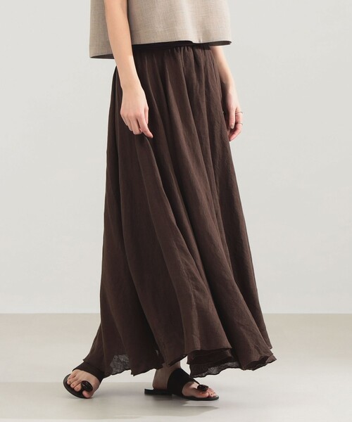Demi-Luxe BEAMS（デミルクス ビームス）の「AK+1 / リネン マキシスカート（スカート・レディース・ダークブラウン・ONE SIZE）」の10枚目の写真