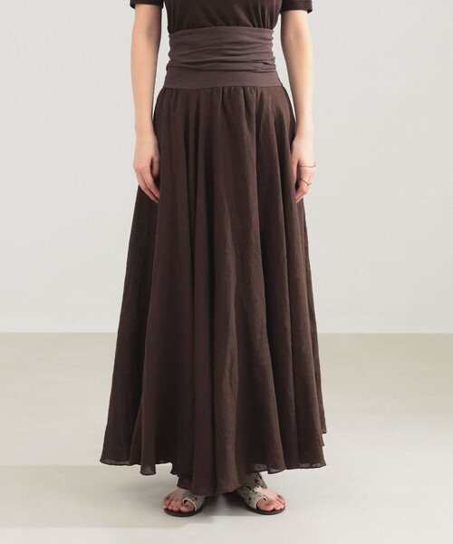 Demi-Luxe BEAMS（デミルクス ビームス）の「AK+1 / リネン マキシスカート（スカート・レディース・ダークブラウン・ONE SIZE）」の12枚目の写真