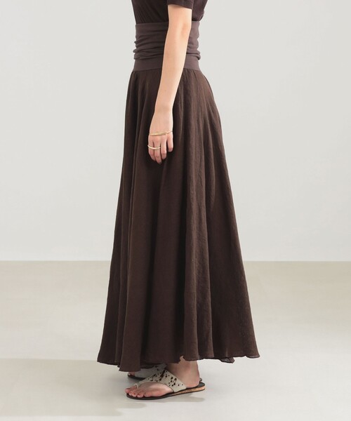 Demi-Luxe BEAMS（デミルクス ビームス）の「AK+1 / リネン マキシスカート（スカート・レディース・ダークブラウン・ONE SIZE）」の13枚目の写真
