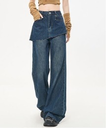 shameless（シェイムレス）の「ラップスカート付きセミフレアデニムパンツ（デニムパンツ）」