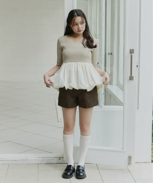 Olu.（オルドット）の「スクエアネックバルーントップス（Tシャツ/カットソー・レディース・ベージュ/ブラック×ホワイト/レモンイエロー・FREE）」の14枚目の写真