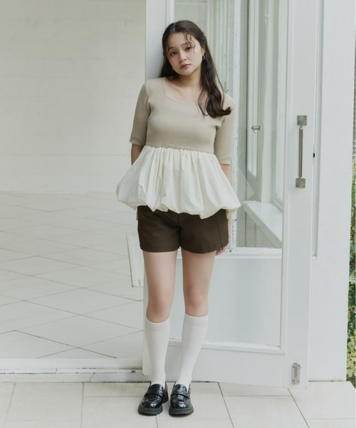 Olu.（オルドット）の「スクエアネックバルーントップス（Tシャツ/カットソー・レディース・ベージュ/ブラック×ホワイト/レモンイエロー・FREE）」の15枚目の写真