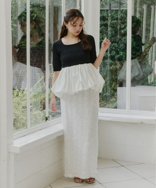 Olu.（オルドット）の「スクエアネックバルーントップス（Tシャツ/カットソー・レディース・ベージュ/ブラック×ホワイト/レモンイエロー・FREE）」の13枚目の写真