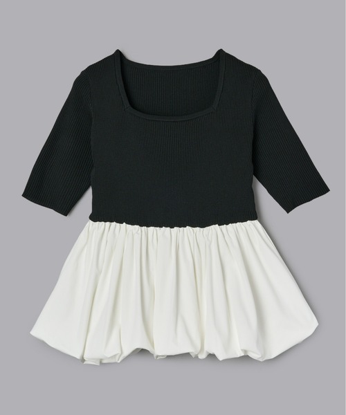 Olu.（オルドット）の「スクエアネックバルーントップス（Tシャツ/カットソー・レディース・ベージュ/ブラック×ホワイト/レモンイエロー・FREE）」の18枚目の写真