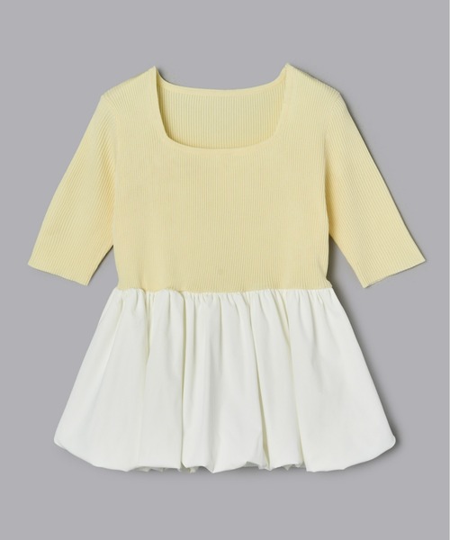 Olu.（オルドット）の「スクエアネックバルーントップス（Tシャツ/カットソー・レディース・ベージュ/ブラック×ホワイト/レモンイエロー・FREE）」の20枚目の写真