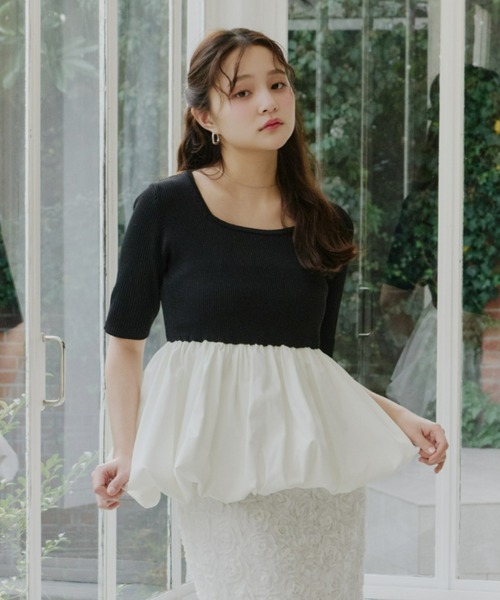 Olu.（オルドット）の「スクエアネックバルーントップス（Tシャツ/カットソー・レディース・ベージュ/ブラック×ホワイト/レモンイエロー・FREE）」の11枚目の写真