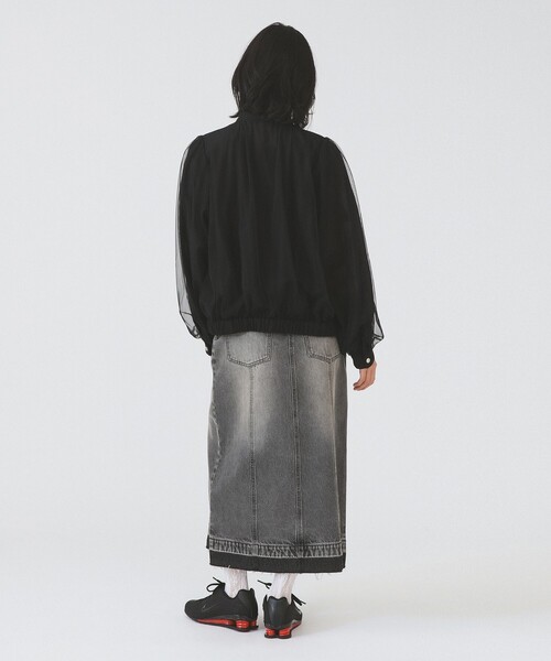 Ray BEAMS（レイビームス）の「チュール ギャザー シアー ブルゾン（ブルゾン・レディース・ブラック/オフホワイト・ONE SIZE）」の5枚目の写真