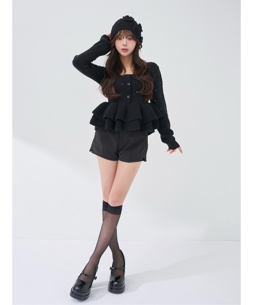 Darich（ダーリッチ）の「ペプラムビジューニットトップス（ニット/セーター・レディース・ピンク/ホワイト/ブラック/サックスブルー・FREE）」の16枚目の写真