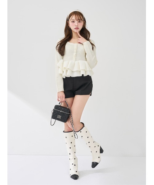 Darich（ダーリッチ）の「ペプラムビジューニットトップス（ニット/セーター・レディース・ピンク/ホワイト/ブラック/サックスブルー・FREE）」の11枚目の写真