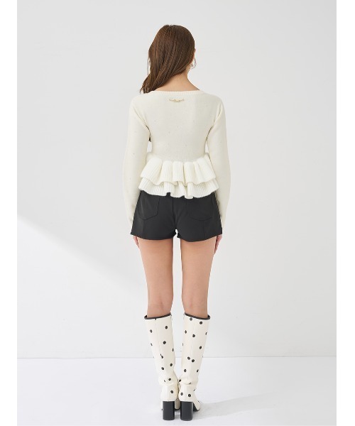 Darich（ダーリッチ）の「ペプラムビジューニットトップス（ニット/セーター・レディース・ピンク/ホワイト/ブラック/サックスブルー・FREE）」の13枚目の写真