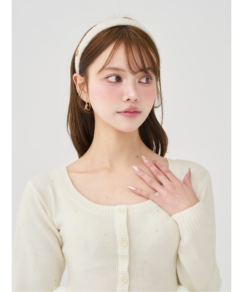 Darich（ダーリッチ）の「ペプラムビジューニットトップス（ニット/セーター・レディース・ピンク/ホワイト/ブラック/サックスブルー・FREE）」の17枚目の写真