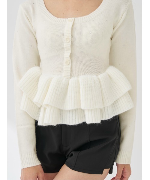 Darich（ダーリッチ）の「ペプラムビジューニットトップス（ニット/セーター・レディース・ピンク/ホワイト/ブラック/サックスブルー・FREE）」の19枚目の写真