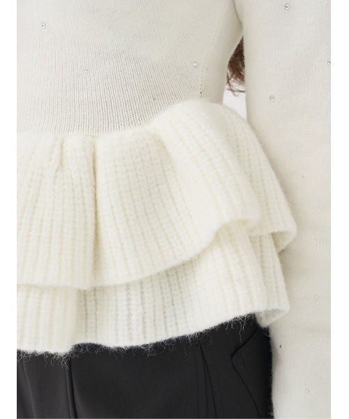 Darich（ダーリッチ）の「ペプラムビジューニットトップス（ニット/セーター・レディース・ピンク/ホワイト/ブラック/サックスブルー・FREE）」の20枚目の写真