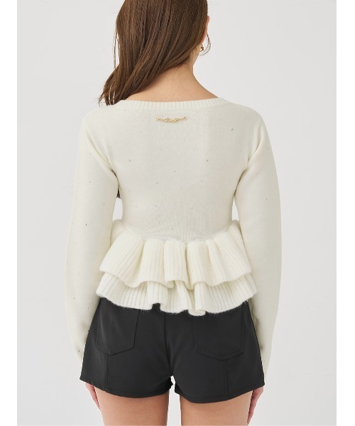 Darich（ダーリッチ）の「ペプラムビジューニットトップス（ニット/セーター・レディース・ピンク/ホワイト/ブラック/サックスブルー・FREE）」の21枚目の写真