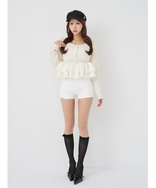 Darich（ダーリッチ）の「ペプラムビジューニットトップス（ニット/セーター・レディース・ピンク/ホワイト/ブラック/サックスブルー・FREE）」の10枚目の写真