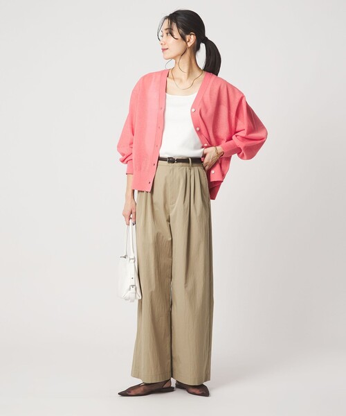 green label relaxing（グリーンレーベルリラクシング）の「［size SHORTあり］グロッシー ワイド パンツ（その他パンツ・レディース・オリーブ/ダークブラウン/ダークグレー/ベージュ・SHORT/36/38）」の8枚目の写真