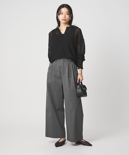green label relaxing（グリーンレーベルリラクシング）の「［size SHORTあり］グロッシー ワイド パンツ（その他パンツ・レディース・オリーブ/ダークブラウン/ダークグレー/ベージュ・SHORT/36/38）」の12枚目の写真