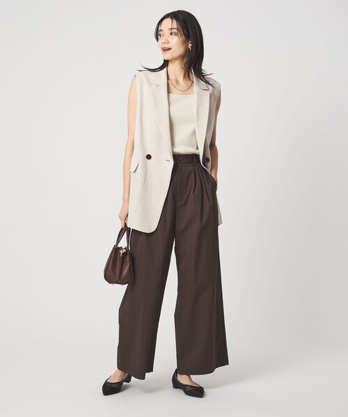 green label relaxing（グリーンレーベルリラクシング）の「［size SHORTあり］グロッシー ワイド パンツ（その他パンツ・レディース・オリーブ/ダークブラウン/ダークグレー/ベージュ・SHORT/36/38）」の16枚目の写真
