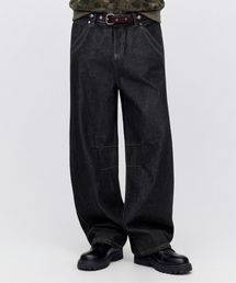 DWSE（ディーダブリューエスイー）の「ダブルステッチカットラインワイドデニムパンツ（インディゴ）（デニムパンツ）」