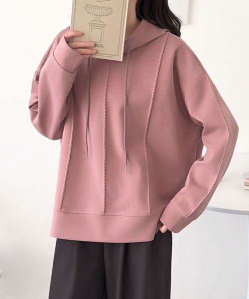 ABITOKYO(アビトーキョー)の「タックステッチスウェットパーカー(パーカー・レディース・ピンク/カーキ/ブラック・FREE)」の8枚目の写真