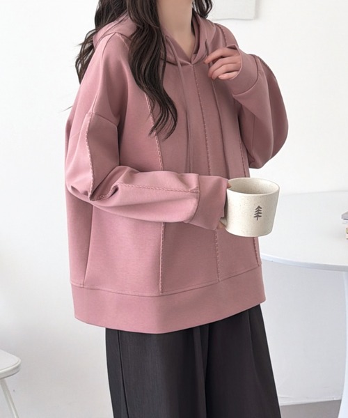 ABITOKYO(アビトーキョー)の「タックステッチスウェットパーカー(パーカー・レディース・ピンク/カーキ/ブラック・FREE)」の9枚目の写真