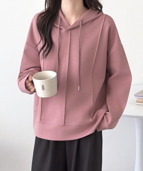 ABITOKYO(アビトーキョー)の「タックステッチスウェットパーカー(パーカー・レディース・ピンク/カーキ/ブラック・FREE)」の10枚目の写真
