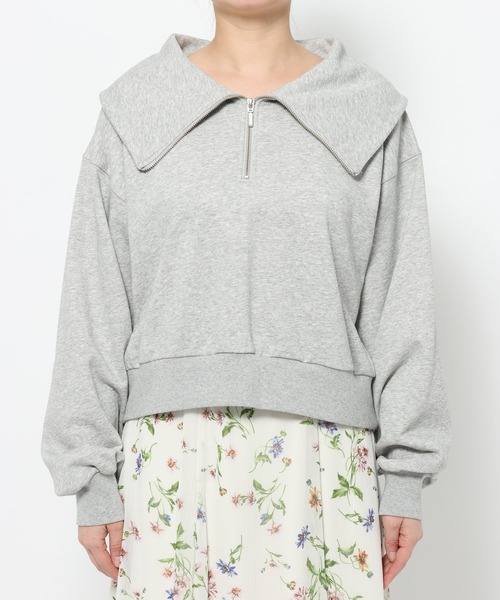 mysty woman（ミスティウーマン）の「ハーフZIP裏毛プルオーバーLS 659241（スウェット・レディース・グレー/ネイビー・FREE）」の5枚目の写真