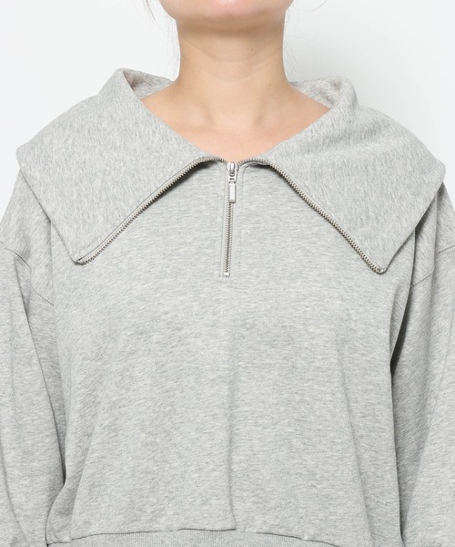 mysty woman（ミスティウーマン）の「ハーフZIP裏毛プルオーバーLS 659241（スウェット・レディース・グレー/ネイビー・FREE）」の9枚目の写真