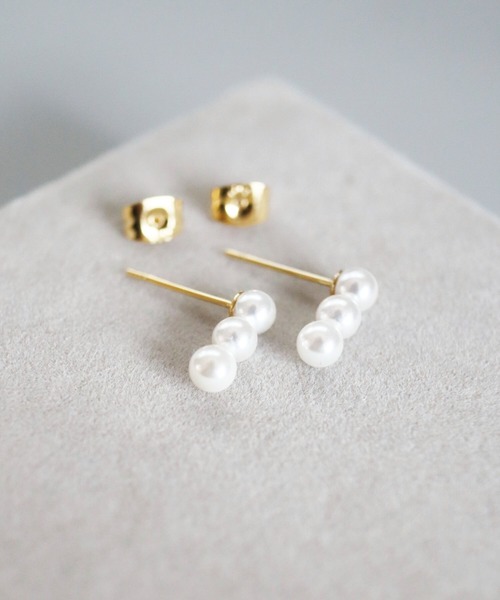 CERCA(チェルカ)の「KAM.accessory/3粒パール/スタッドピアス/パールピアス/サージカルステンレス317L/金属アレルギー対応(ピアス(両耳用)・レディース・シルバー系1/ゴールド系2/シルバー系2/ゴールド系1・FREE)」の17枚目の写真