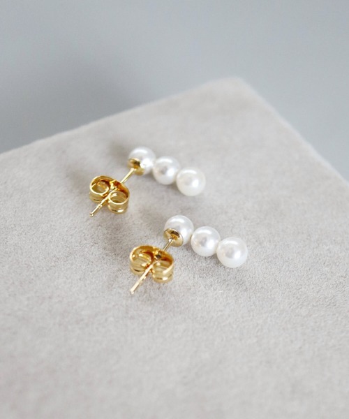 CERCA(チェルカ)の「KAM.accessory/3粒パール/スタッドピアス/パールピアス/サージカルステンレス317L/金属アレルギー対応(ピアス(両耳用)・レディース・シルバー系1/ゴールド系2/シルバー系2/ゴールド系1・FREE)」の18枚目の写真