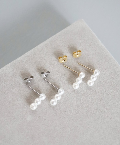 CERCA(チェルカ)の「KAM.accessory/3粒パール/スタッドピアス/パールピアス/サージカルステンレス317L/金属アレルギー対応(ピアス(両耳用)・レディース・シルバー系1/ゴールド系2/シルバー系2/ゴールド系1・FREE)」の19枚目の写真