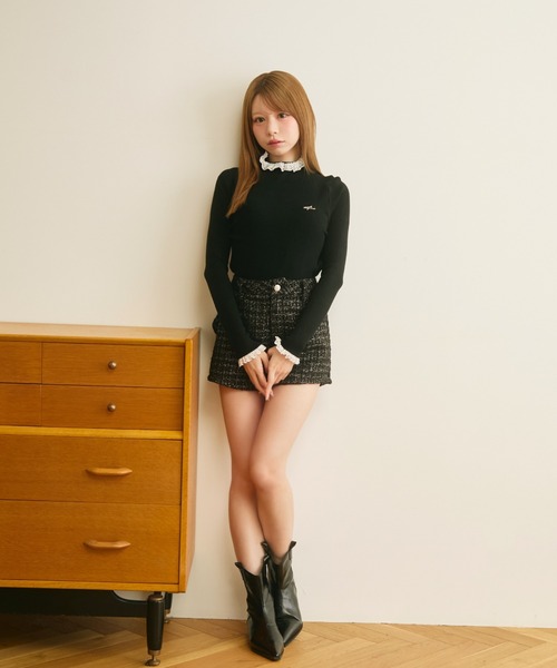 TITTY&CO.（ティティーアンドコー）の「バックリボンラメショートパンツ（その他パンツ・レディース・ブラック/オフホワイト・MEDIUM/SMALL）」の15枚目の写真