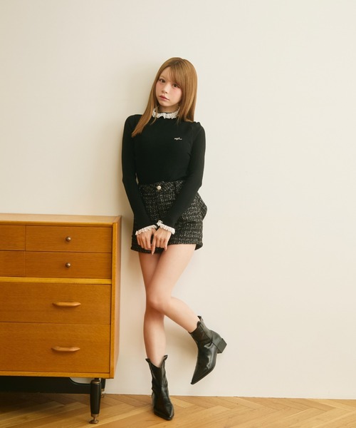 TITTY&CO.（ティティーアンドコー）の「バックリボンラメショートパンツ（その他パンツ・レディース・ブラック/オフホワイト・MEDIUM/SMALL）」の16枚目の写真