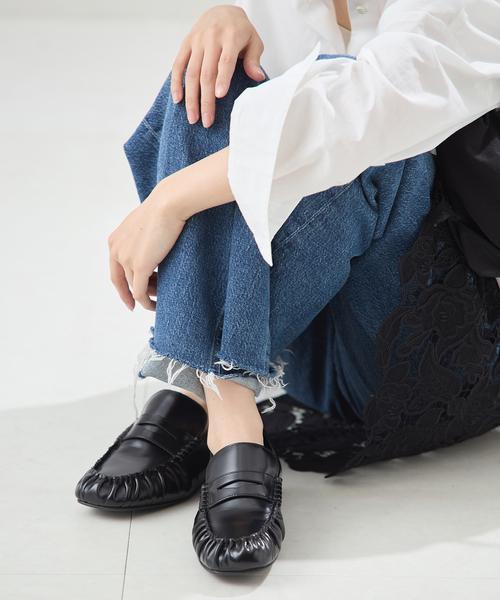 ALOHAS/アロハス】Aven Black Leather Loafers：ローファー
