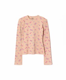 HOLIDAY | SUPER RIB PADDED SHOULDER CREW-NECK L/S TOPS (FLOWER) スーパーリブパディッドショルダークルーネックロングスリーブトップス (フラワー)(Tシャツ/カットソー)